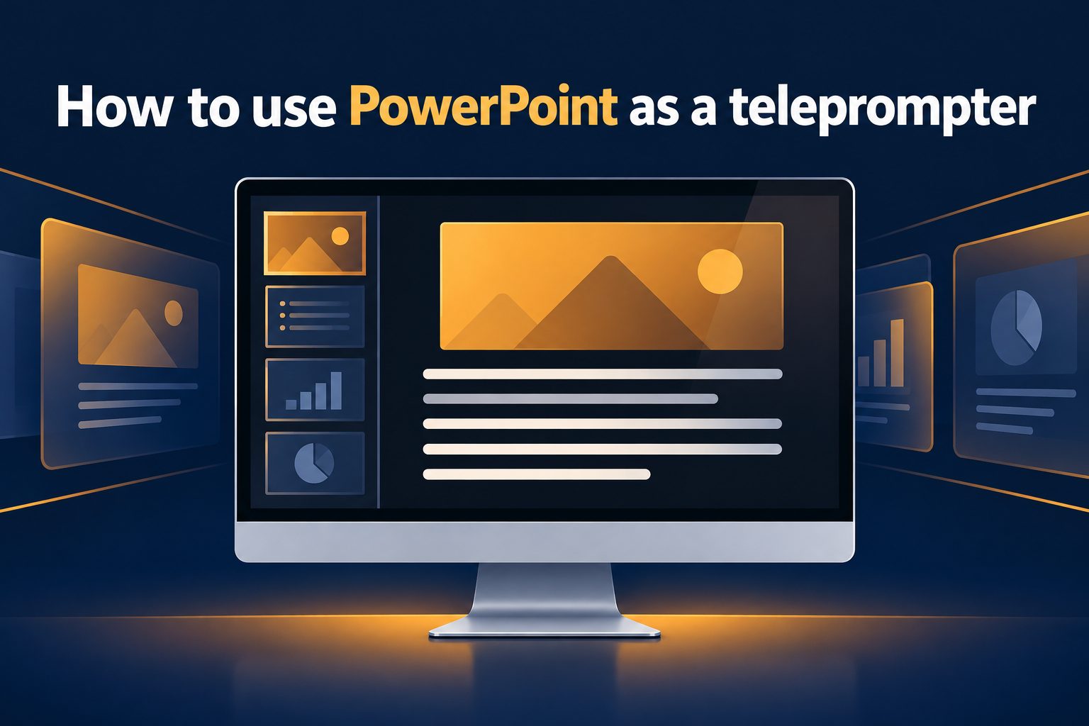 how-to-use-powerpoint-as-a-teleprompter-e2821 Presenter using PowerPoint in presenter view as a teleprompter